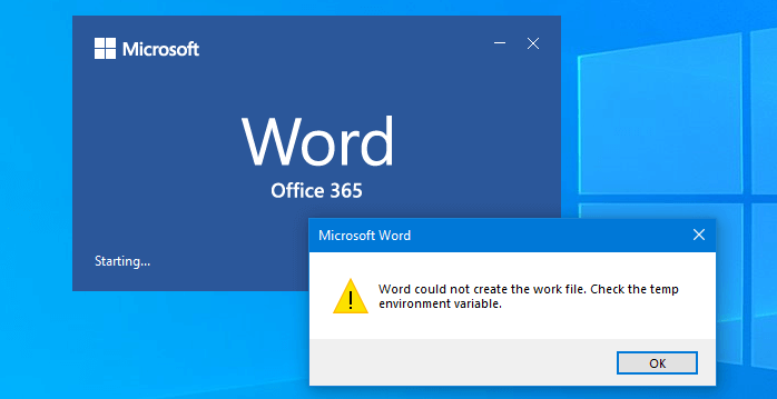 word cannot create a work file